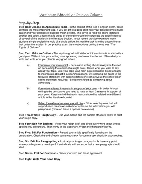 Example Of Editorial Column Writing