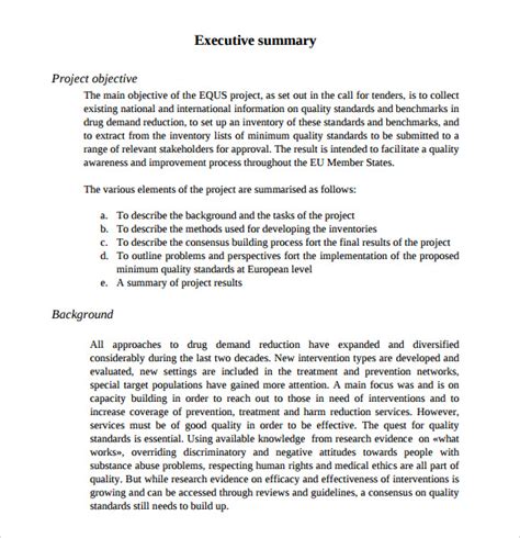 example of executive summary in narrative report