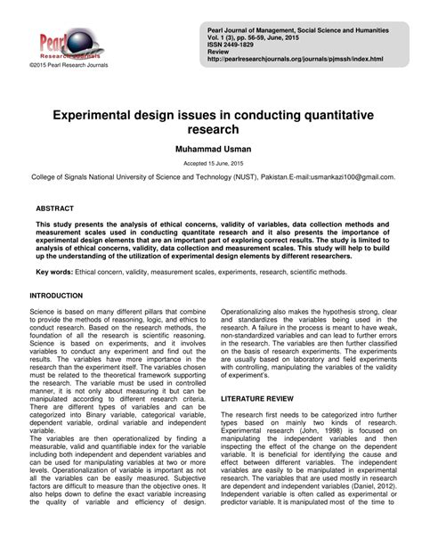 example of experimental design in quantitative research