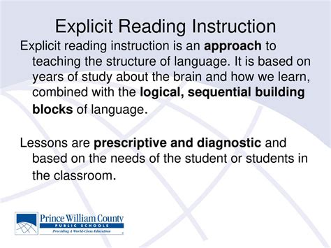 example of explicit instruction in reading