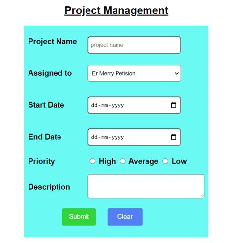 example of html form with css