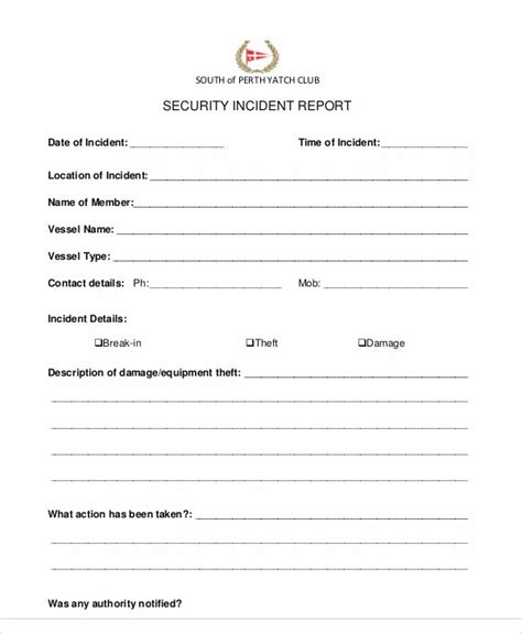 example of incident report in security