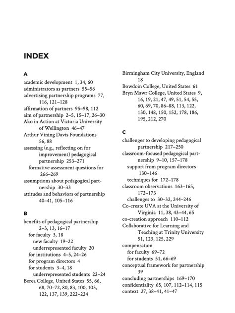 Example Of Index In A Book