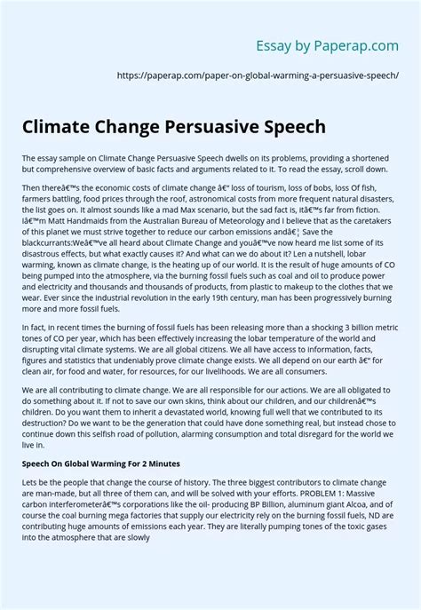 example of informative speech about climate change