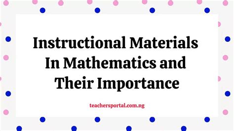 Example Of Instructional Materials In Mathematics