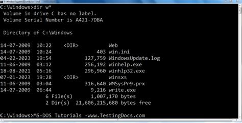 example of internal command in dos