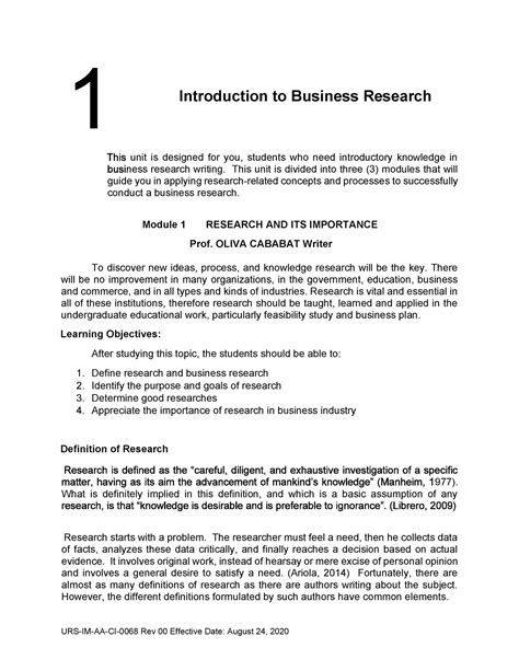 example of introduction in business research