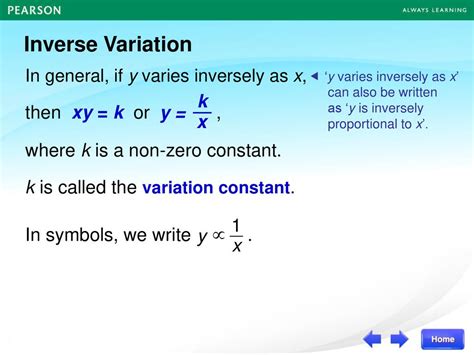 example of inverse variation between the variables x and y