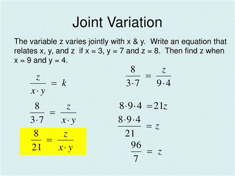 example of joint variation in mathematics