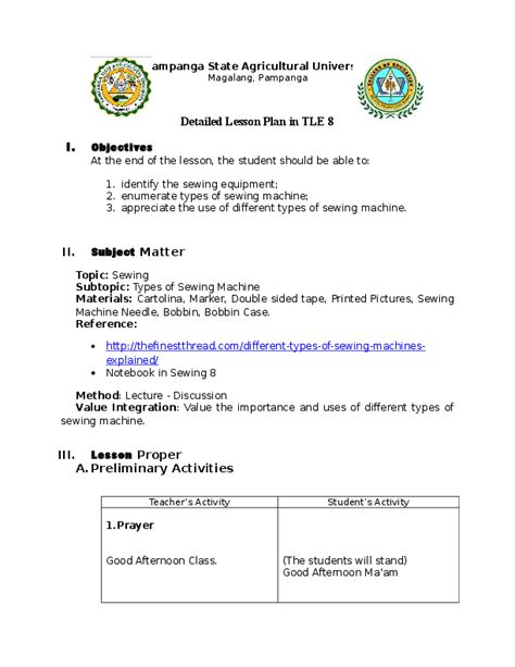 example of lesson plan in tle