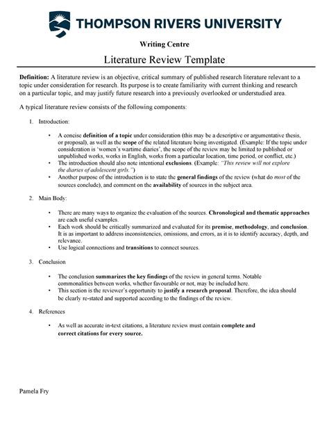 example of literature review template