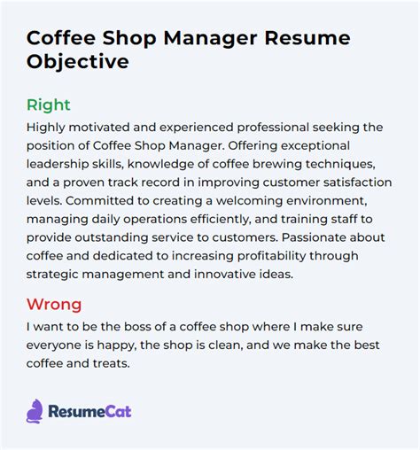 Example Of Objective In Coffee Shop