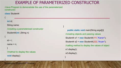 Example Of Parameterized Constructor