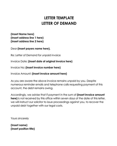 Example Of Payment Demand Letter