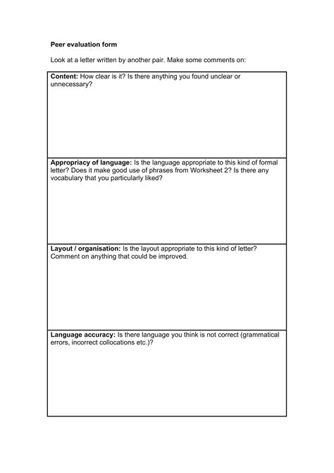 Example Of Peer Evaluation Comments