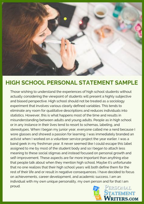 Example Of Personal Statement For High School Students