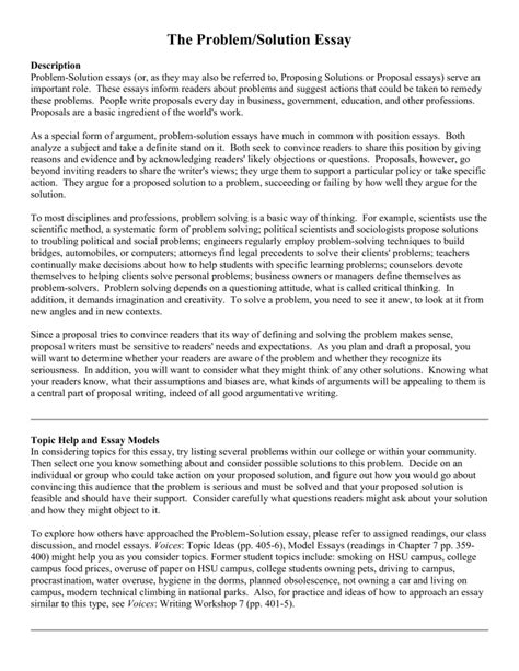 example of problem solution position paper
