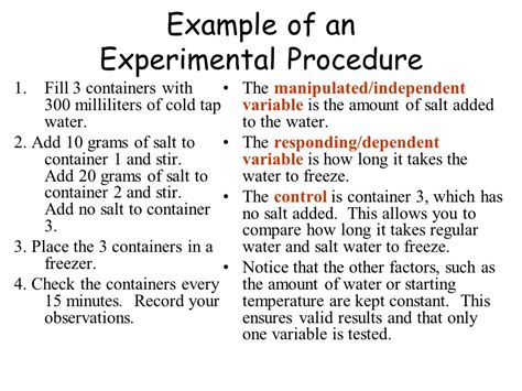 Example Of Procedure In Experiment