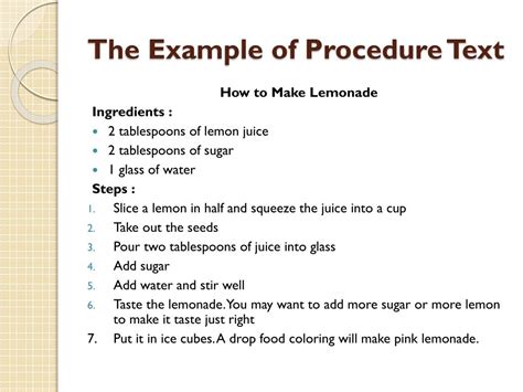 example of procedure text manual