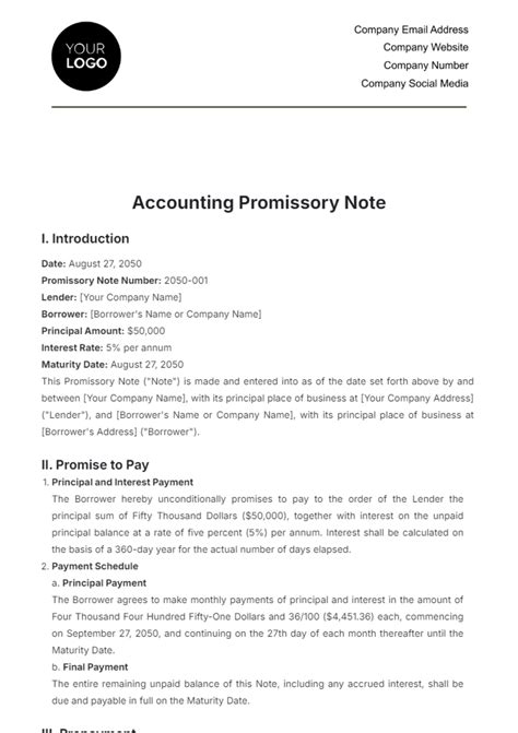 Example Of Promissory Note In Accounting