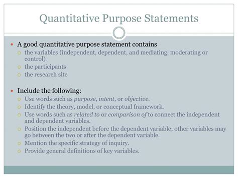 example of purpose statement in quantitative research