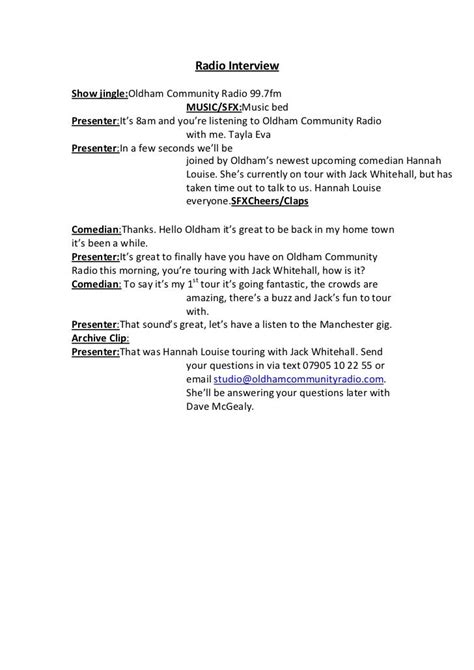 example of radio interview script