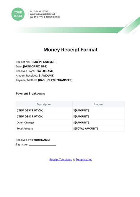 Example Of Receipt For Money Received