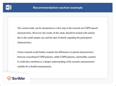 example of recommendation in term paper