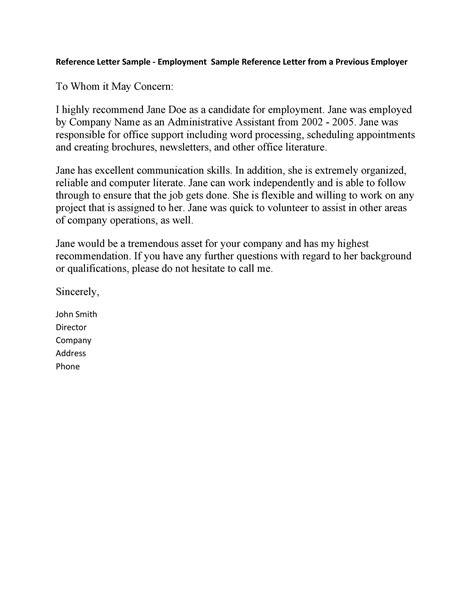 example of reference letter for employee from manager