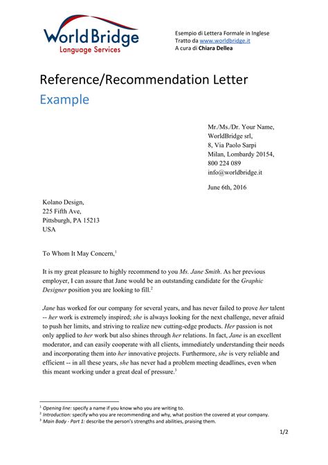 example of reference letter from previous employer