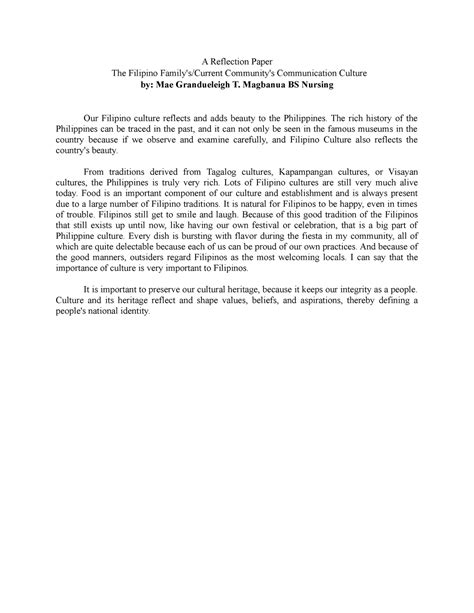 example of reflection paper in tagalog