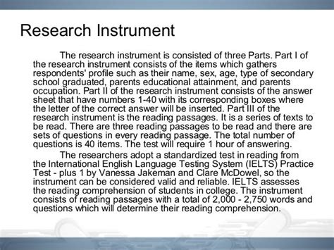 example of research instrument in thesis