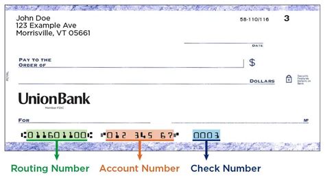 example of routing number on check