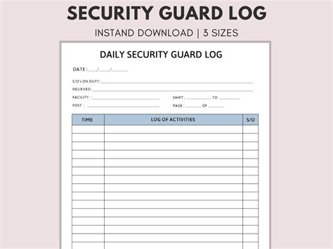 Example Of Security Guard Logbook