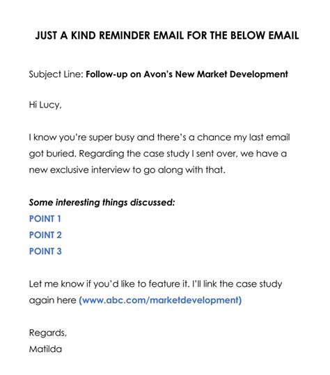 Example Of Sending A Reminder Email