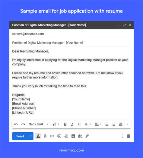 example of sending email for job application