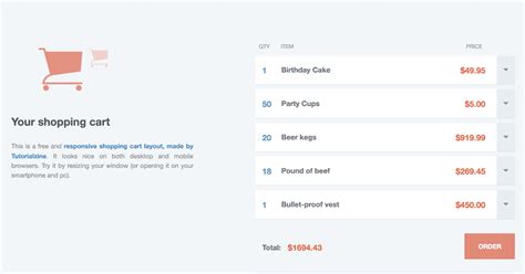 Example Of Shopping Cart