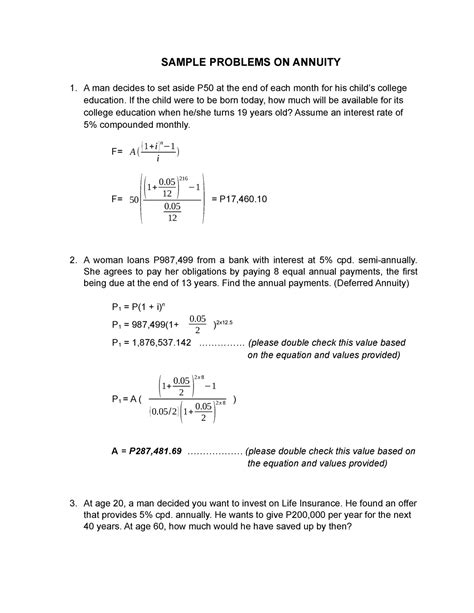 example of simple annuity problems with solutions