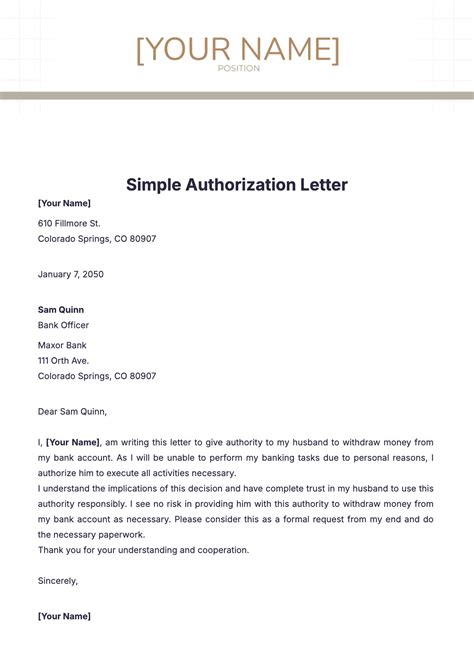 example of simple authorization letter
