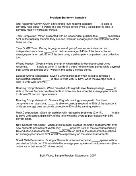 example of simple problem statement