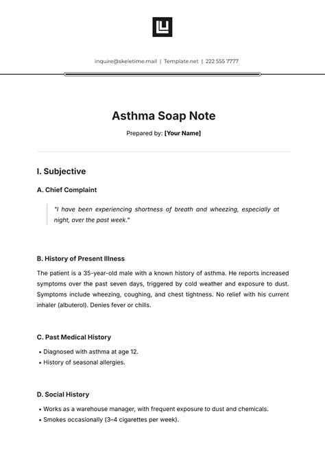 Example Of Soap Note For Asthma