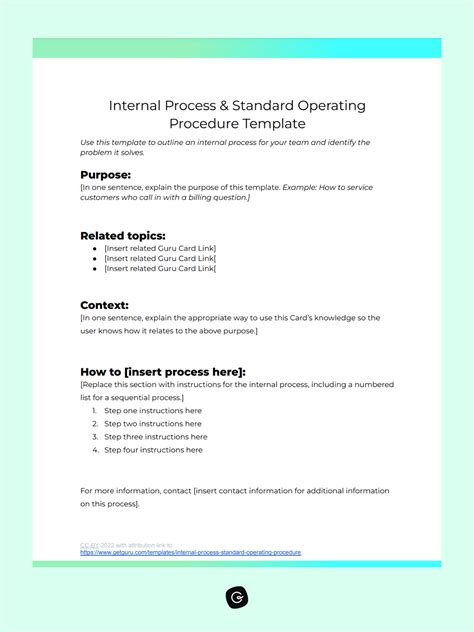 example of standard operating procedure in research