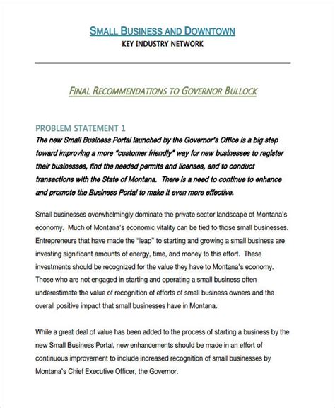 example of statement of the problem in business research