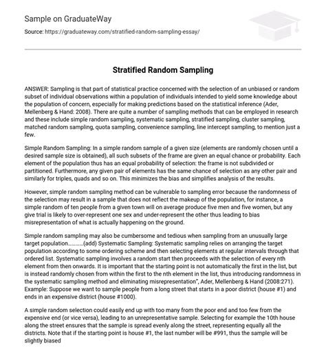 example of stratified random sampling in research paper