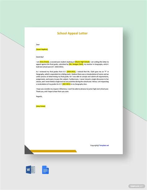 example of successful school appeal letter
