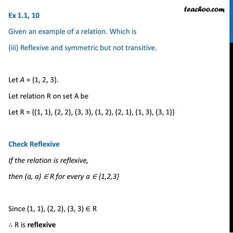 example of symmetric and transitive but not reflexive relation
