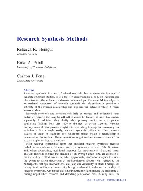 example of synthesis in research chapter 2 quantitative