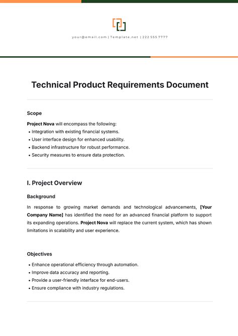 Example Of Technical Requirements Document