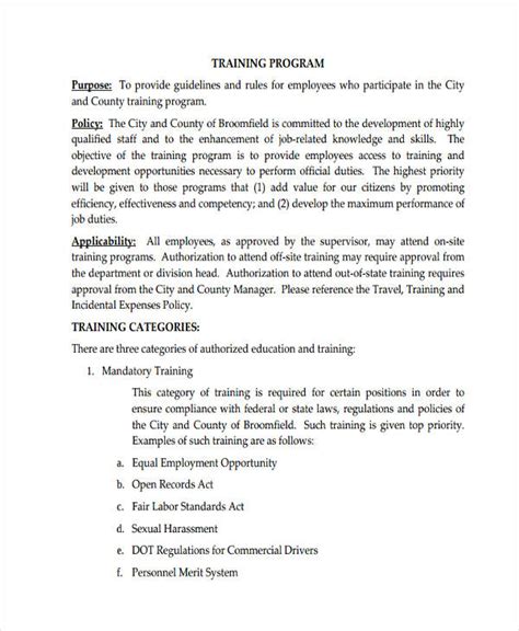 example of training program for students