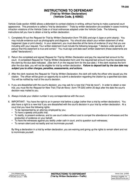 example of trial by written declaration